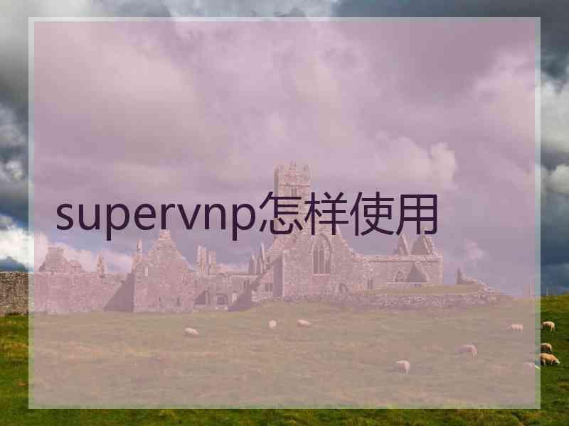 supervnp怎样使用